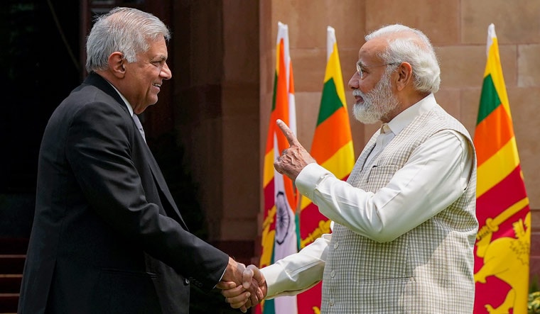 Prime Minister Narendra Modi with President of Sri Lanka Ranil Wickremesinghe prior to their meeting at Hyderabad House, in New Delhi, Friday, July 21, 2023 | PTI