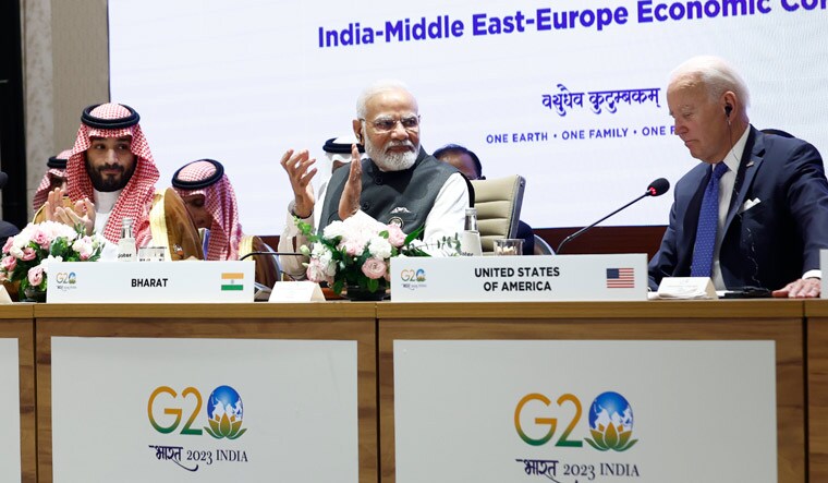 Saudi Arabian Crown Prince Mohammed bin Salman Al Saud, left, Prime Minister Narendra Modi, center, and US President Joe Biden attend Partnership for Global Infrastructure and Investment event on the day of the G20 summit in New Delhi | AP