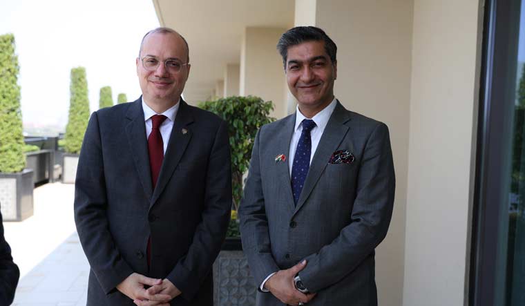 Albania Foreign Minister Igli Hasani (left) and honorary consult-general Dikshu Kukreja