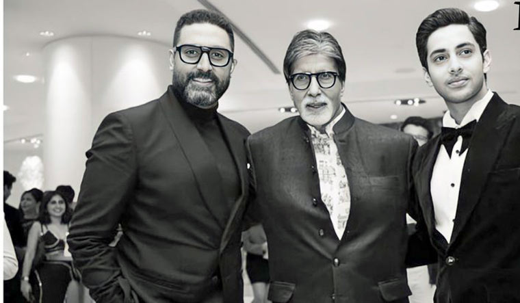 Agastya Nanda with Amitabh Bachchan and Abhishek Bachchan | Twitter