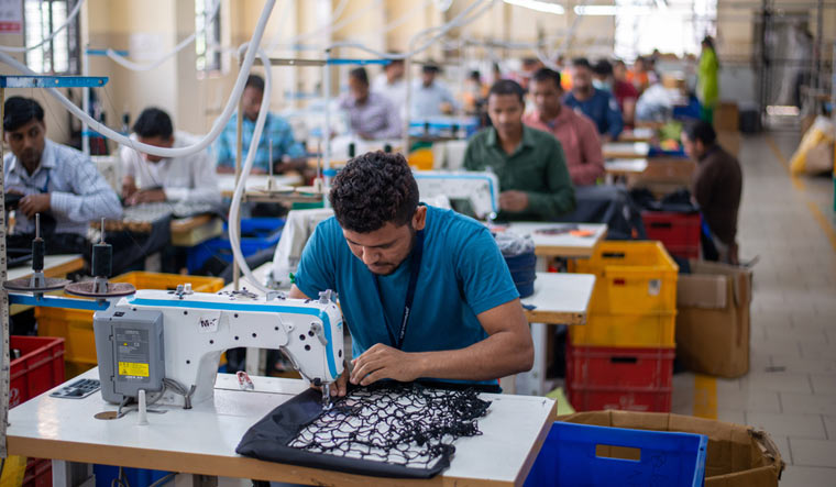 Employees at tailoring unit