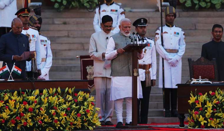 Narendra Modi taking oath as the prime minister | PTI