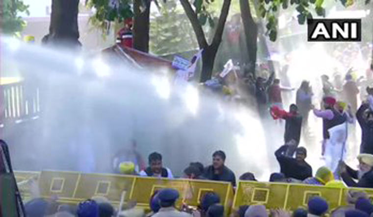 Protests outside Punjab CM's house, water cannons used on demonstrators 