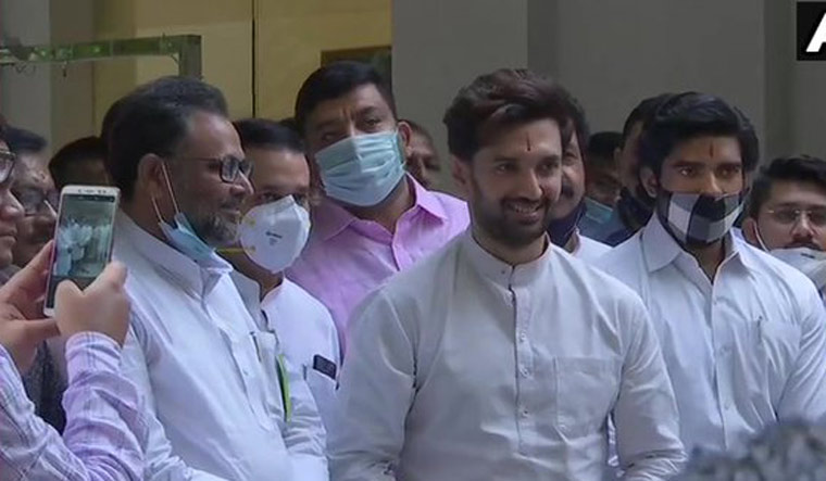 LJP president Chirag Paswan after the party's Central Parliamentary Board meeting | Twitter/ANI