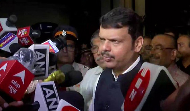 Devendra Fadnavis speaking to media after meeting the Governor | Twitter/ANI