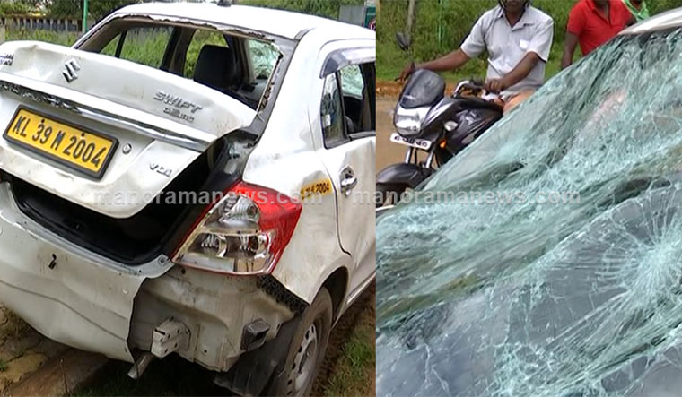 Republic TV crew's car that was attacked by protesters in Nilakkal | Onmanorama