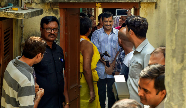 Delhi Chief Minister Arvind Kejriwal launches AAP's 'Door-To-Door' campaign to seek votes and donations from residents of New Delhi Assembly constituency for the 2019 Lok Sabha election | PTI