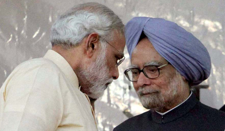 Modi with Manmohan Singh file