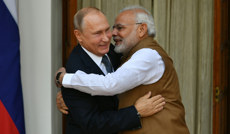 [File] Prime Minister Narendra Modi and Russian President Vladimir Putin meet at Hyderabad House | Arvind Jain