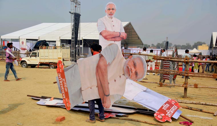 Preparations in full swing for Prime Minister Narendra Modi's public meeting in Varanasi | PTI
