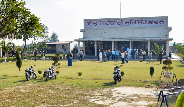 A scene at the Nirankari Bhawan, where two men on a motorcycle reportedly threw a grenade during a religious ceremony, in Rajasansi village near Amritsar | PTI