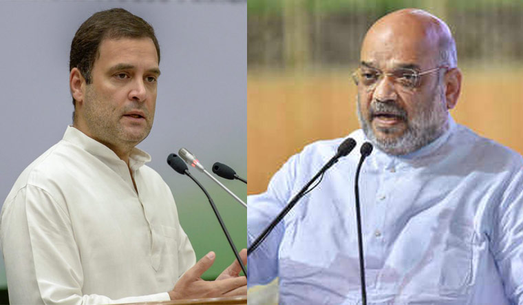 Congress president Rahul Gandhi and BJP chief Amit Shah 