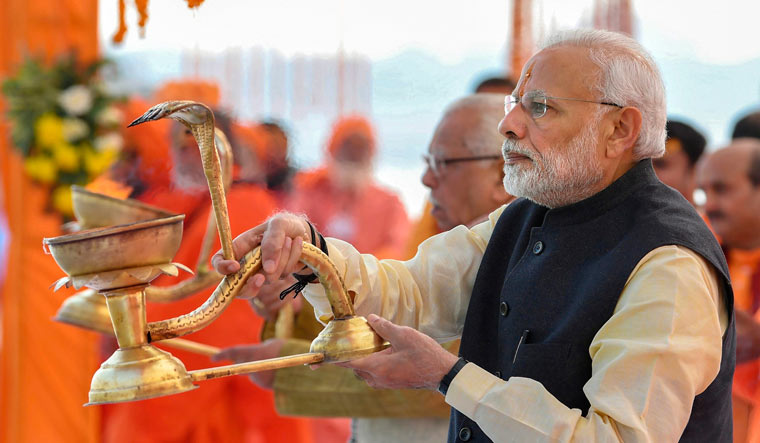 Prime Minister Narendra Modi performs Ganga Aarti, in Prayagraj | PTI