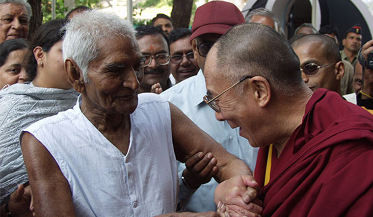 Baba Amte with Dalai Lama