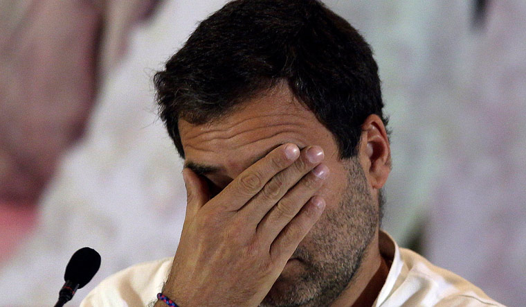 Congress party president Rahul Gandhi gestures during a press conference in Hyderabad on Wednesday | PTI