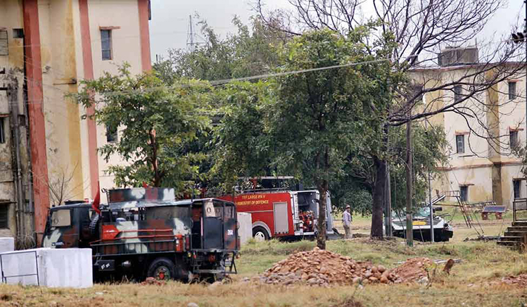Security and Fire vehicles at the army family quarters