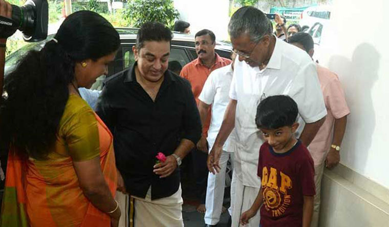 Kamal Haasan with Kerala Chief Minister Pinarayi Vijayan