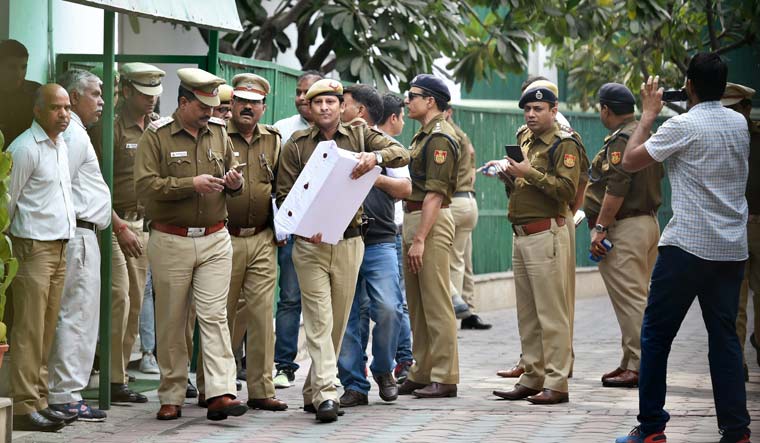Police personnel outside Delhi Chief Minister Arvind Kejriwal's residence | PTI