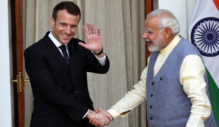 Macron in India Modi meet AP