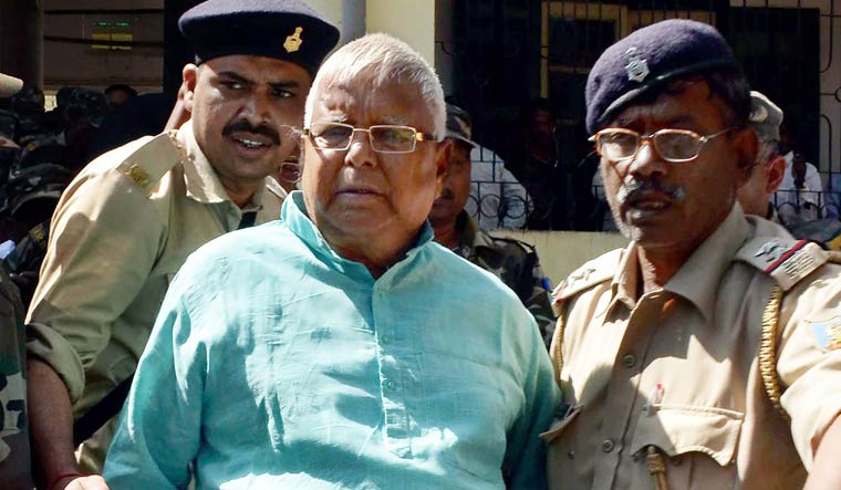 [FILE] Lalu Prasad Yadav leaves special CBI court in Ranchi after being pronounced guilty in the fourth Dumka multi-crore fodder scam case | PTI