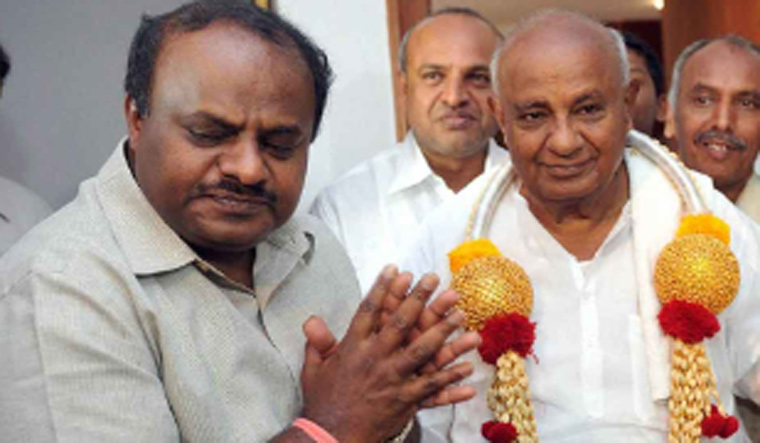 Deve Gowda with Kumaraswamy