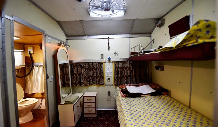 Inside view of the first private saloon tour which departed from Old Delhi Railway Station on Friday, attached to the Jammu Mail | PTI