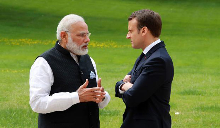 [File] Prime Minister Narendra Modi with French President Emmanuel Macron | AFP
