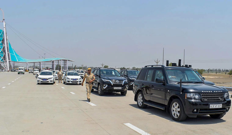 A security drill underway on Saturday for the inauguration of Eastern Peripheral Expressway by Prime Minister Narendra Modi| PTI