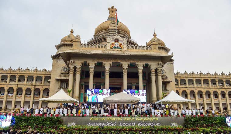 [FILE] A view of Vidhan Soudha in Bengaluru | PTI