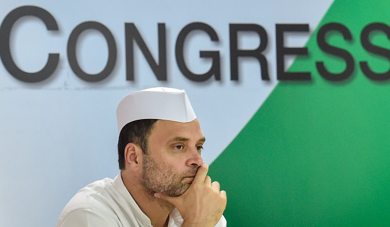 Congress president Rahul Gandhi during the Seva Dal meeting at AICC Headquarters in New Delhi on Monday | PTI