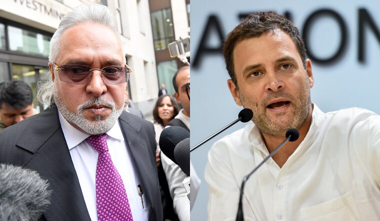 L-R: Kingfisher head Vijay Mallya, Congress President Rahul Gandhi