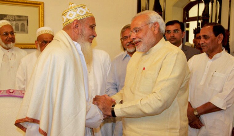 [File] Syedna Mufaddal Saifuddin and PM Modi when they met in Mumbai earlier this year | Wikimedia Commons
