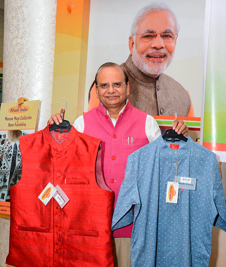 KVIC Chairman Vinai Kumar Saxena launches exclusive designer 'Modi Jackets & Kurtas' | PTI
