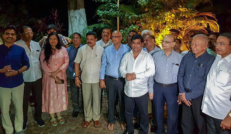 Goa Congress legislators after a meeting with Governor Mridula Sinha in Panaji | PTI
