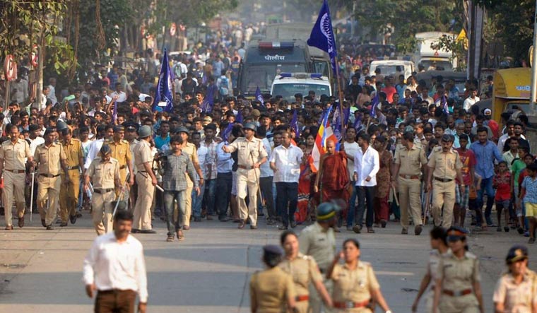 [FILE] Dalit activists protesting against the violence at Bhima Koregaon | PTI