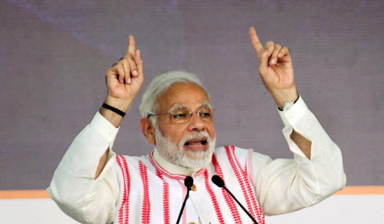 Prime Minister Narendra Modi addresses the gathering as he launches Ayushman Bharat-National Health Protection Scheme, in Ranchi | PTI