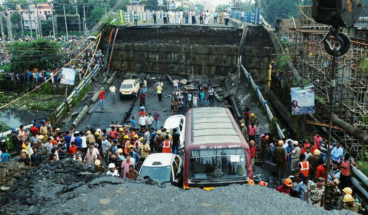 The Majerhat bridge in the crowded Alipore area caved in around 4.45 pm during rush hour | Salil Bera