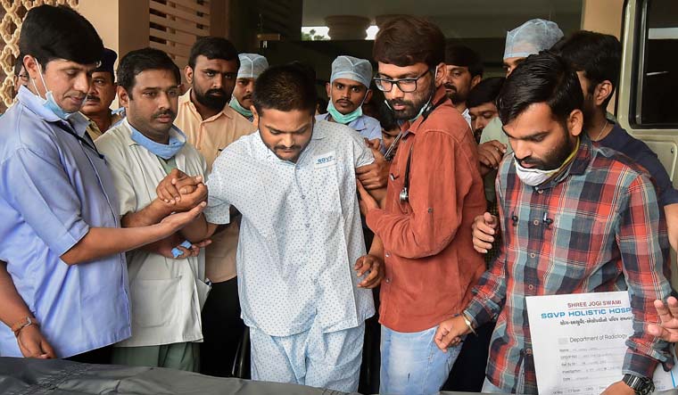 Hardik Patel after being discharged from SGVP hospital in Ahmedabad | PTI