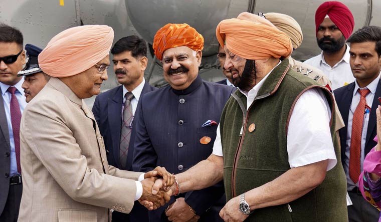 President Ram Nath Kovind being received by Punjab Chief Minister Amarinder Singh on his visit on the occasion of the 550th birth anniversary of first Sikh Guru Nanak Dev ji, at Sultanpur Lodhi in Kapurthala | PTI