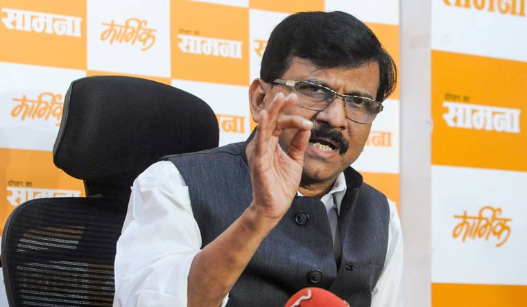 Senior Shiv Sena leader Sanjay Raut addresses a press conference after the party's meeting, in Mumbai | PTI