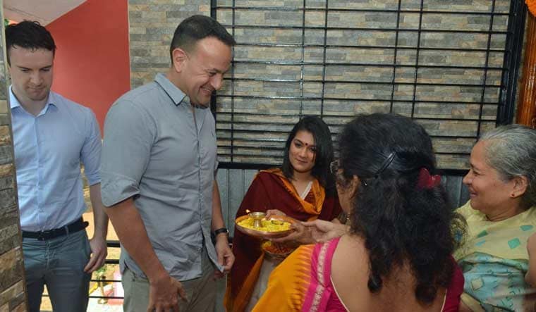 Ireland's PM Leo Varadkar at his ancestral village, Varad in Sindhudurg, Maharashtra | Twitter image shared by ANI
