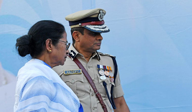 West Bengal Chief Minister Mamata Banerjee with Kolkata Police Commissioner Rajeev Kumar | Salil Bera