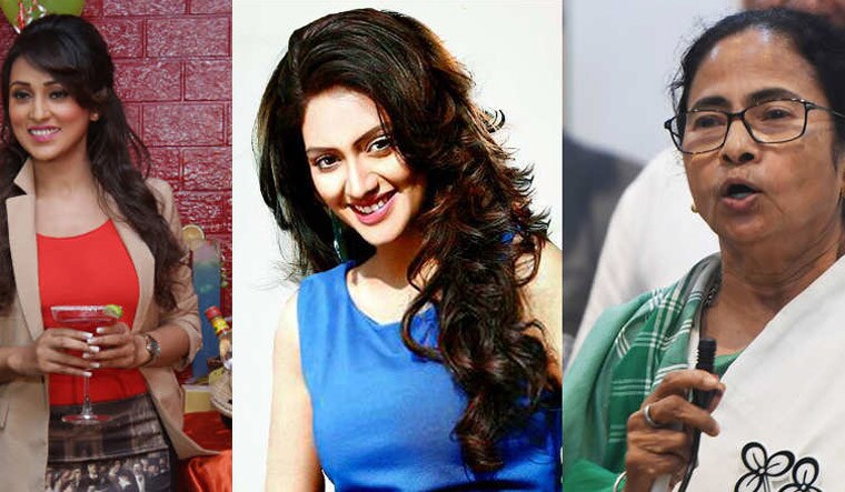 (From left to right) A collage of Mimi Chakraborty, Nusrat Jahan and West Bengal Chief Minister Mamata Banerjee | onmanorama