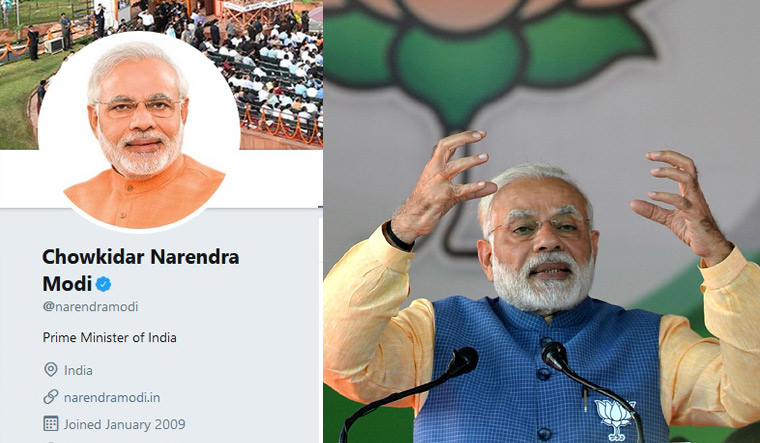 PM becomes 'Chowkidar' Narendra Modi on Twitter as BJP steps up campaign