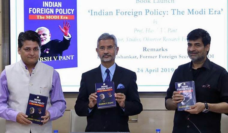 Former foreign secretary S. Jaishankar (Centre) launches Harsh Pant’s (Left) new book, Indian Foreign Policy: The Modi Era, at Observer Research Foundation | ORF Twitter handle