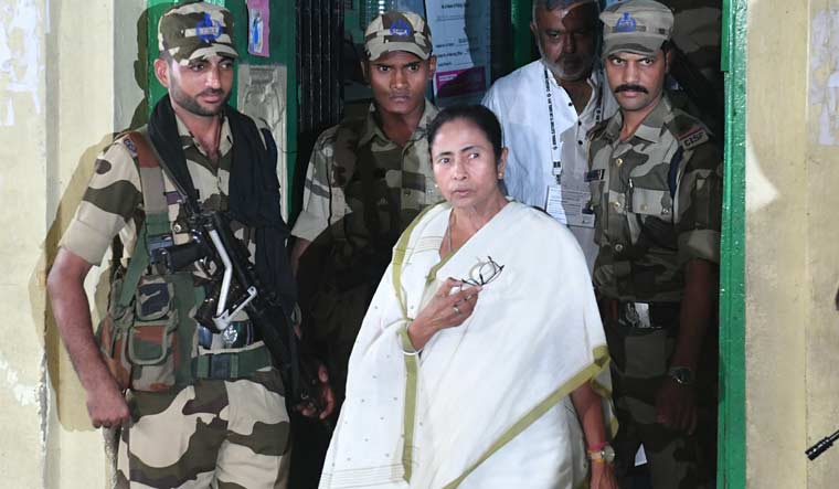 West Bengal Chief Minister Mamata Banerjee coming out from Mitra Institution in Kolkata after casting her vote | Salil Bera