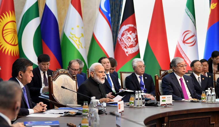  Prime Minister Narendra Modi at the delegation level meeting of the Shanghai Cooperation Organization (SCO) Summit, in Bishkek | PTI