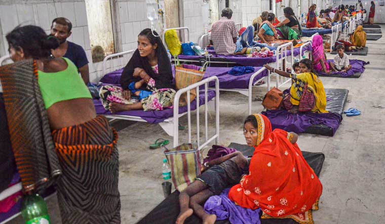 Children suffering from Acute Encephalitis Syndrome (AES) being treated at a hospital in Muzaffarpur | PTI