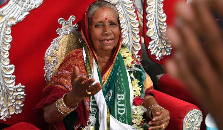 Pramila Bisoi, BJD candidate from  ASKA loksabha constituency during an election  campaigning public meeting in ASKA, Odisha on 10/4/2019 The Week photo by Arvind Jain