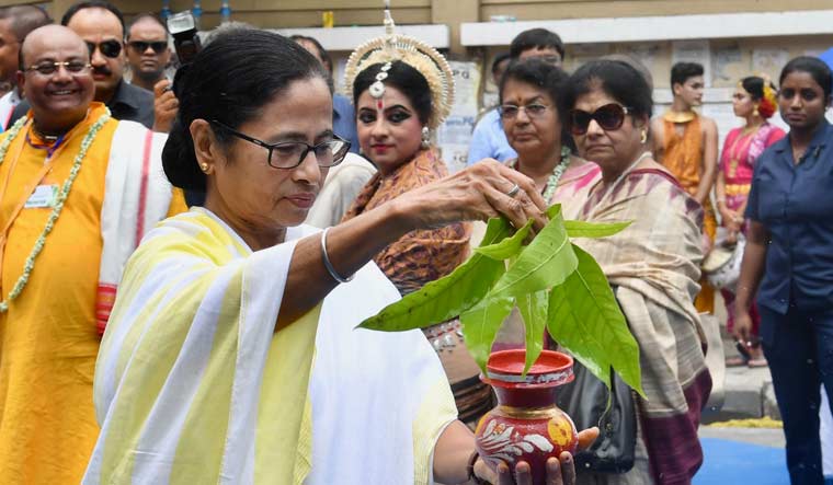 Chief Minister Mamata Banerjee during the Rathyatra event organised by ISKON, in Kolkata | Salil Bera